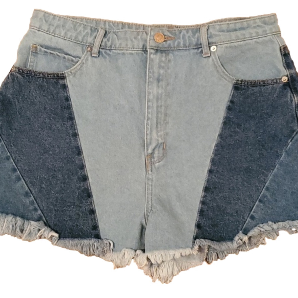 Gemma Rae Hi Rise Mom Tri Colored Denim Shorts Women's Size 15/32
